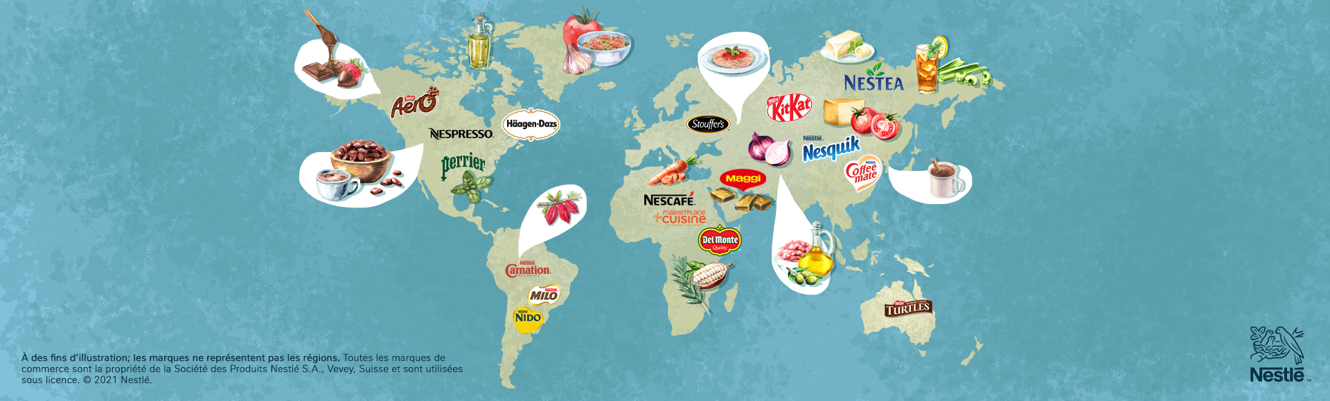 Carte du monde avec logos de Nestle