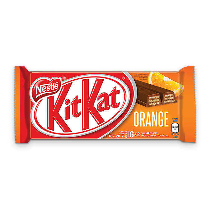 KIT KAT Chocolate Orange Bar, multipack, 6 x 20.7 grams.