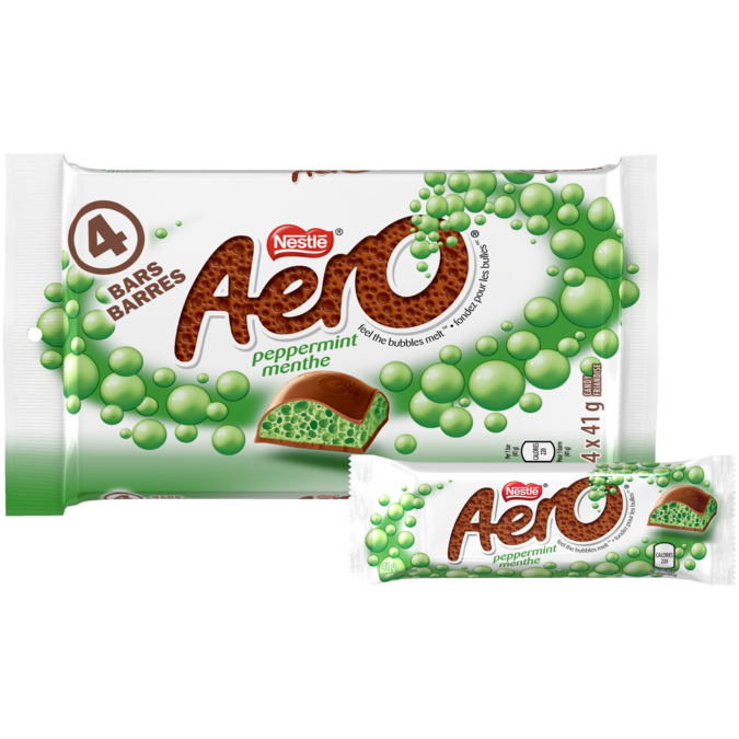 AERO Chocolate Peppermint Bars, multipack, 4 x 41 grams.