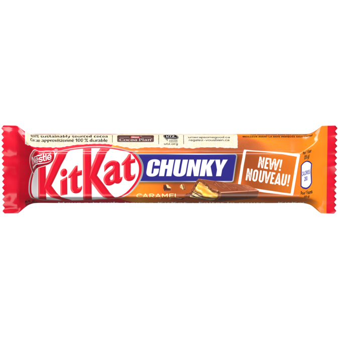 KIT KAT CHUNKY Caramel Wafer Chocolate Bar, 55 grams.