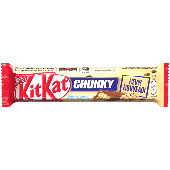 KIT KAT CHUNKY Cookie Dough Wafer Bar, 52 grams.