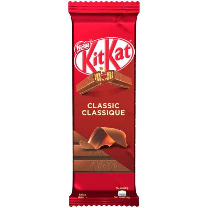 KIT KAT Classic Wafer Chocolate Bar, 120 grams.