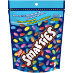 Chocolat au lait enrobé de bonbons SMARTIES, sachet refermable, 203 grammes.